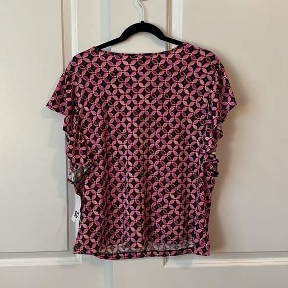NWT Sonoma Goods for Life Cutout Flutter Sleeve Top Women’s XL Pink with blue - Picture 5 of 11